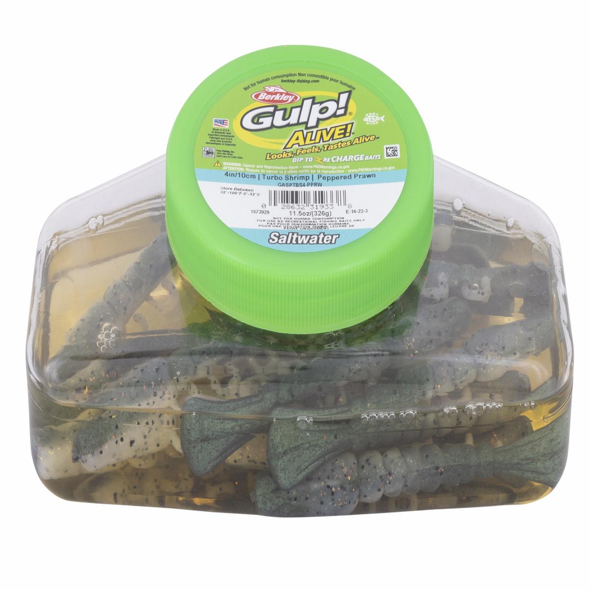 Berkley Gulp Alive Bulk Value Tub Turbo Shrimp Prawn Soft Plastic Lure 4 Inch