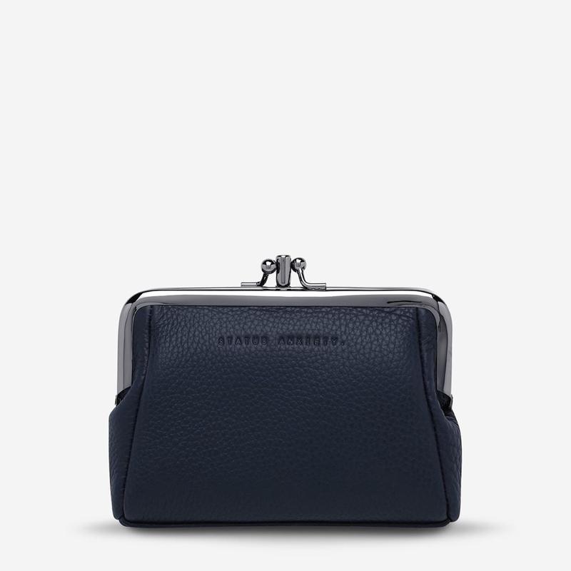 Status Anxiety Volatile Clasp Frame Leather Purse - Navy Blue