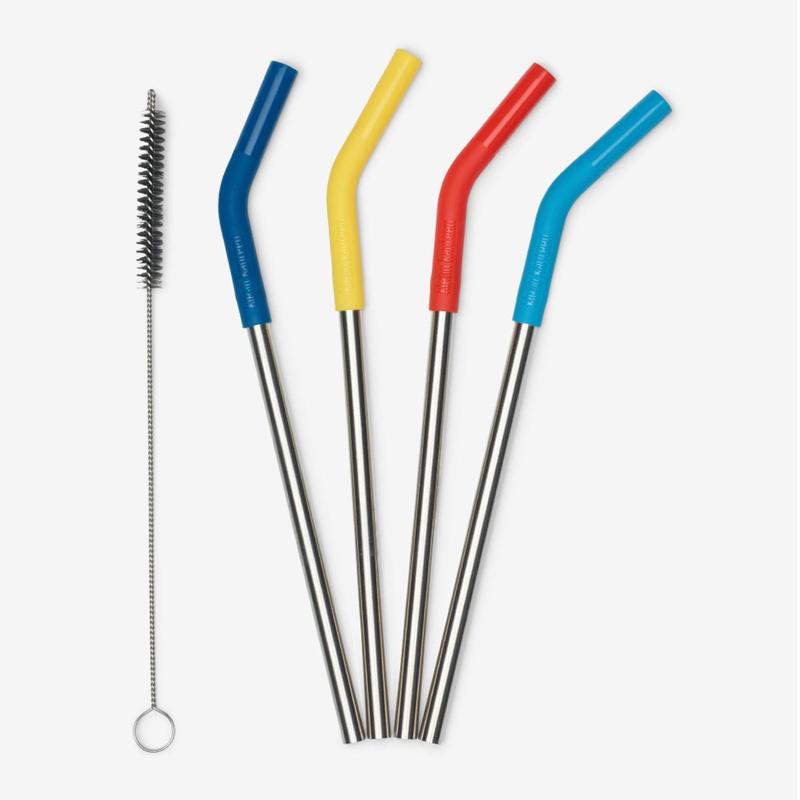 Klean Kanteen Straw - 4 Pack - 8mm (Blue, Yellow, Red & Light Blue/Brushed Stainless)