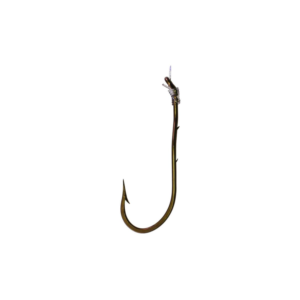 Snelled Hook Size 6 ForgedSpear Point 2 Sliced Shank Down Eye Bronze 5PK