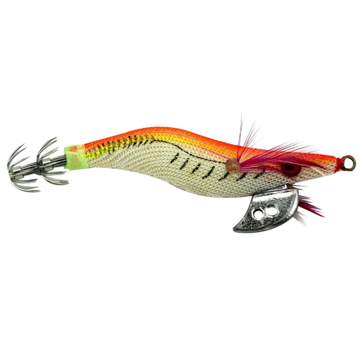 HENGJIA 2# 8cm Plastic Hard Baits Squid Fishing Lures Decoy Wood Shrimp Baits