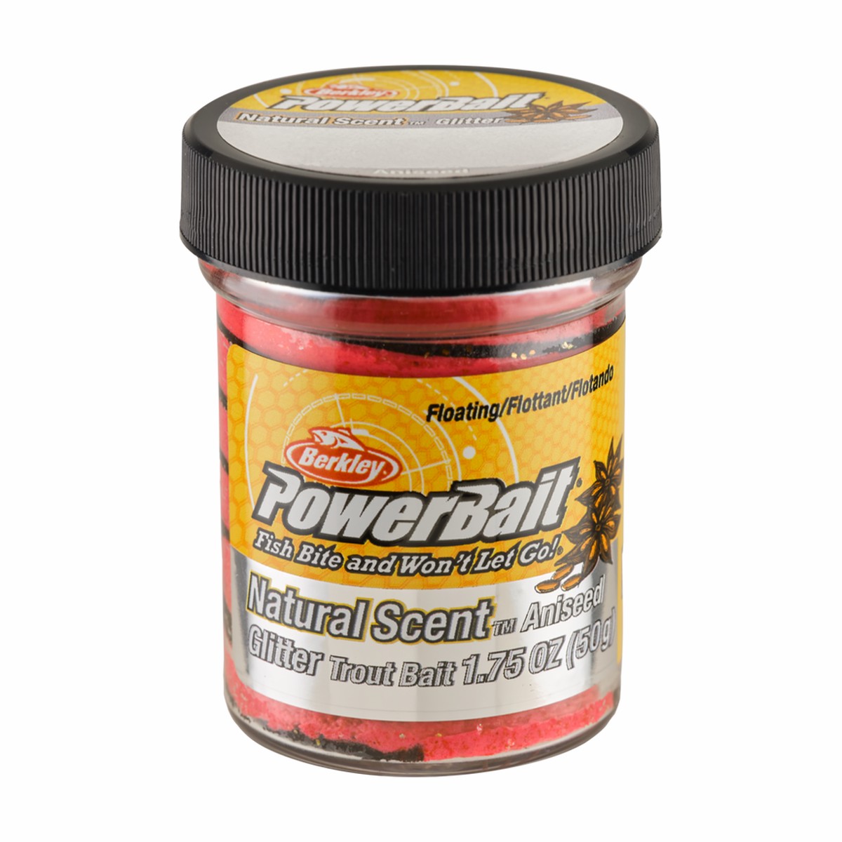 Berkley PowerBait Natural Glitter Floating Trout Bait Aniseed Black Fluo Red