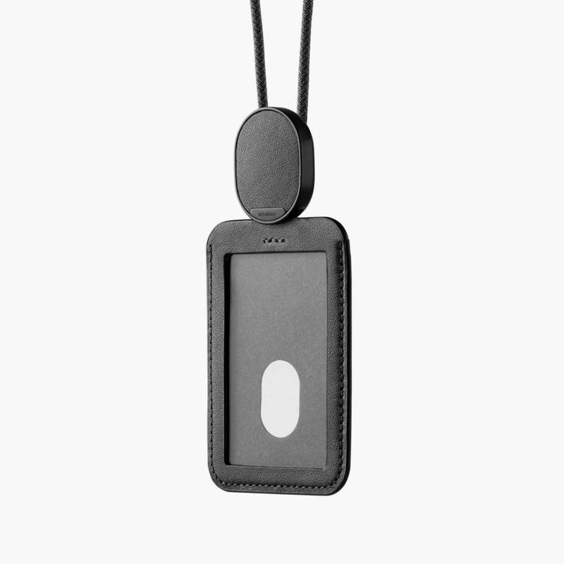 Orbitkey Leather ID Card Holder With Lanyard (Black)