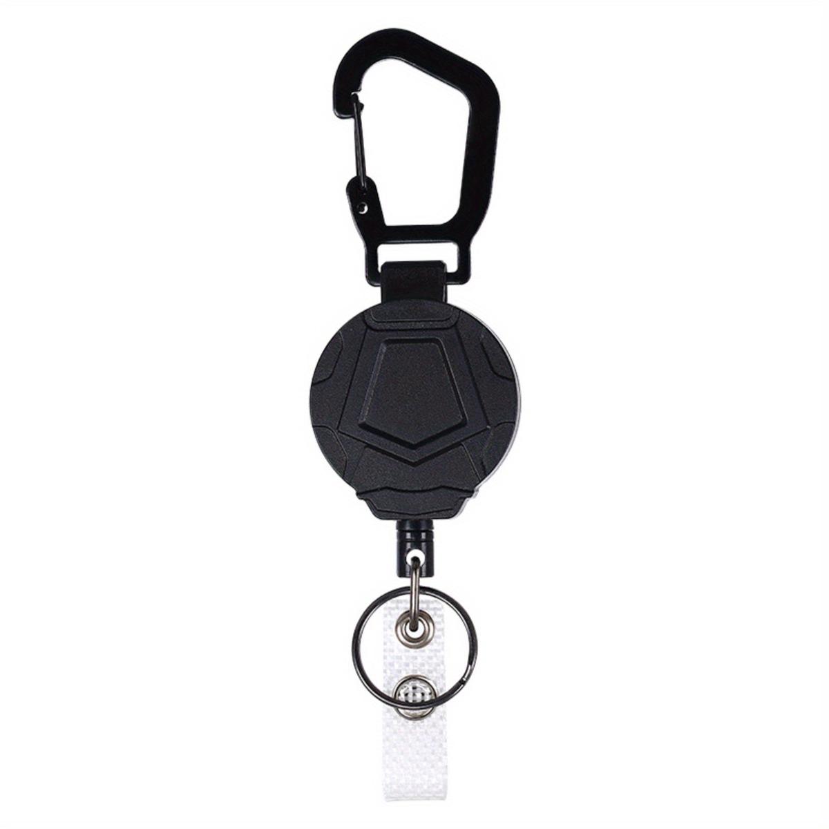 Retractable Key Chain w/ Carabiner & Steel Wire Cord for Camping Hiking