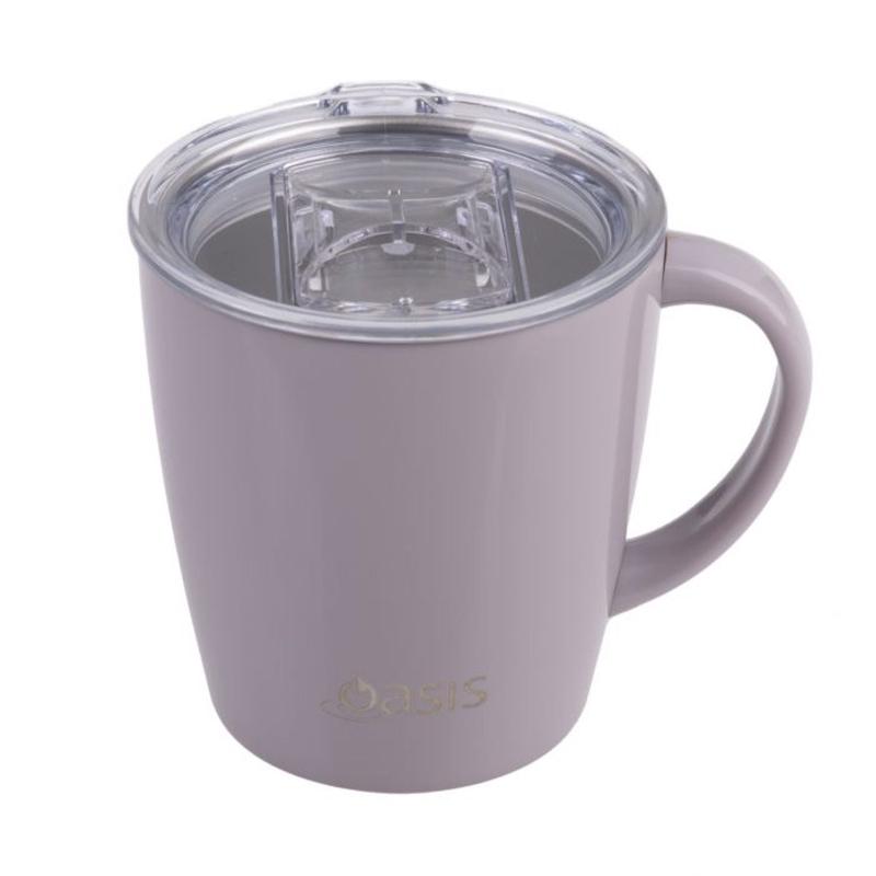 Oasis Stainless Steel Insulated Metro Mug with Handle And Lid 350ML - Oyster Grey