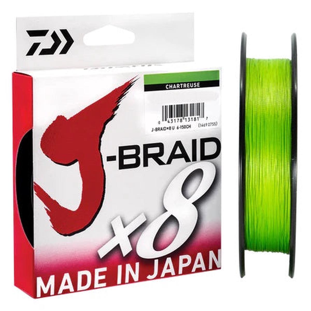 Daiwa J Braid X8 Braided Fishing Line Chartreuse 150m