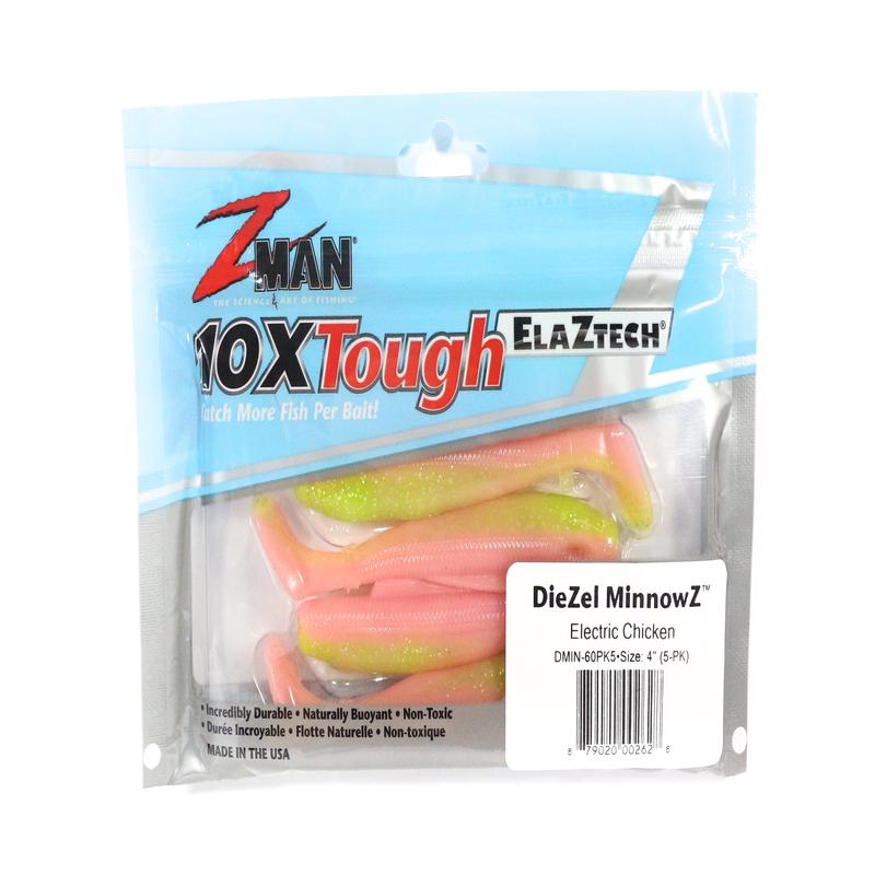 Zman Soft Lure Diezel MinnowZ 4 Inch 5/Pack Electric Chicken (2628)