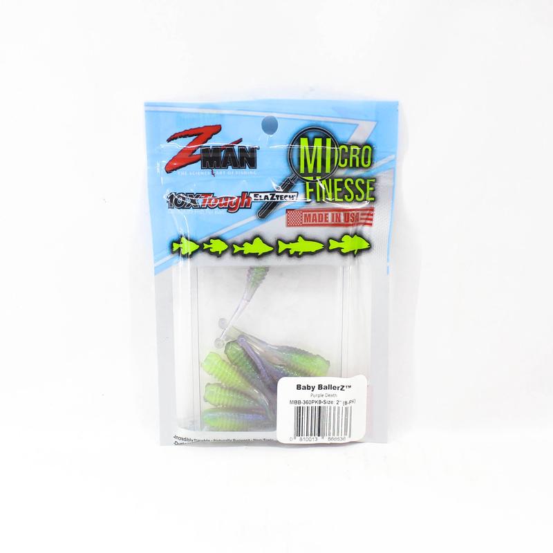 Zman Soft Lure Baby BallerZ 2 Inch 8/Pack Purple Death (6636)