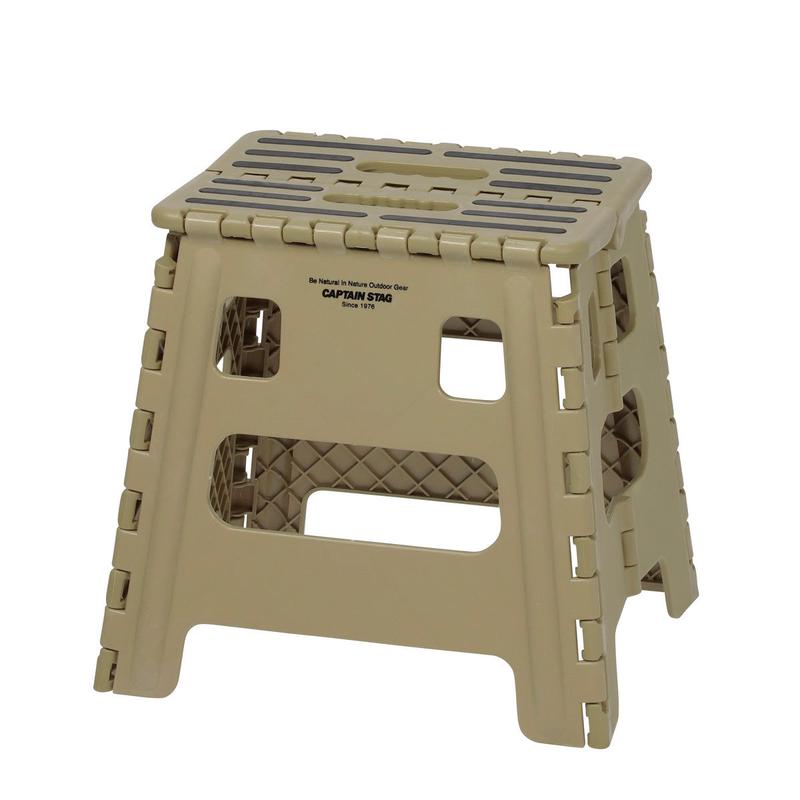Captain Stag Plastic Folding Step Stool (M) Khaki UW-1523