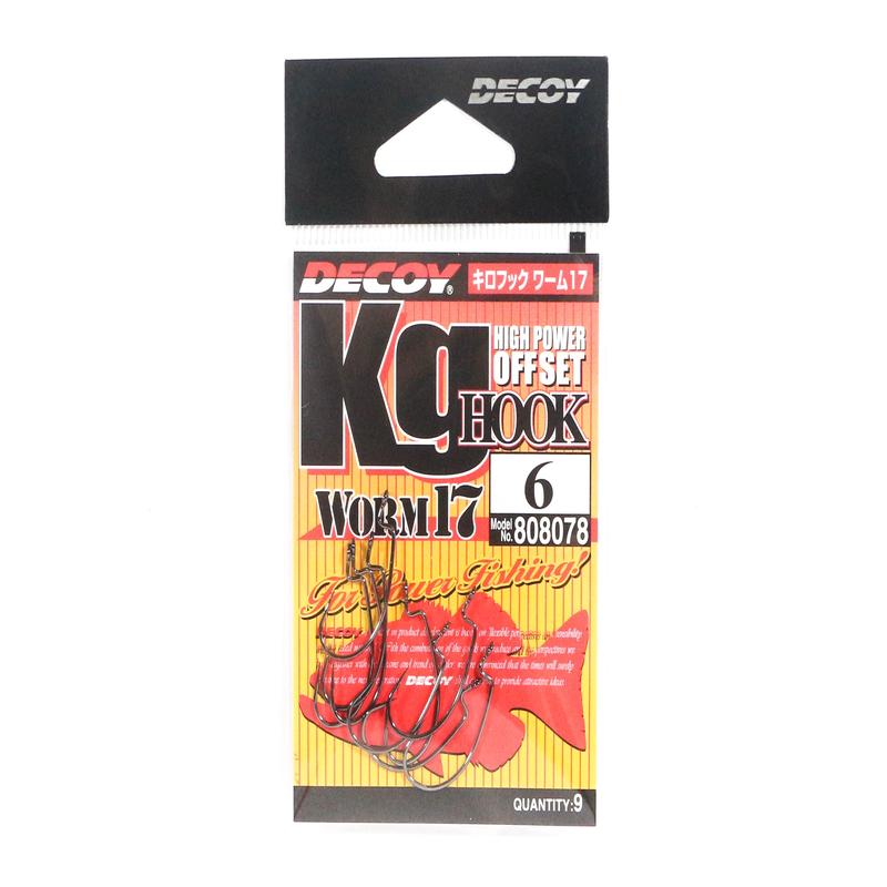Decoy Worm 17KG High Power Offset Worm Hooks Size 6 (8078)
