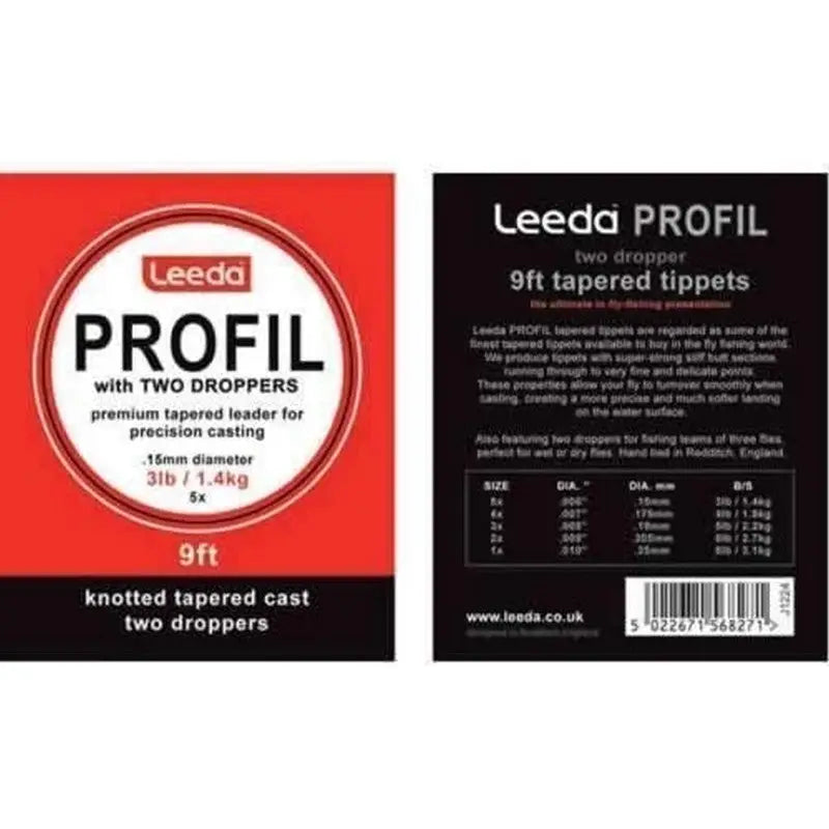 Leeda Profil With 2 Droppers .25Mm 1X9Ft 8Lb
