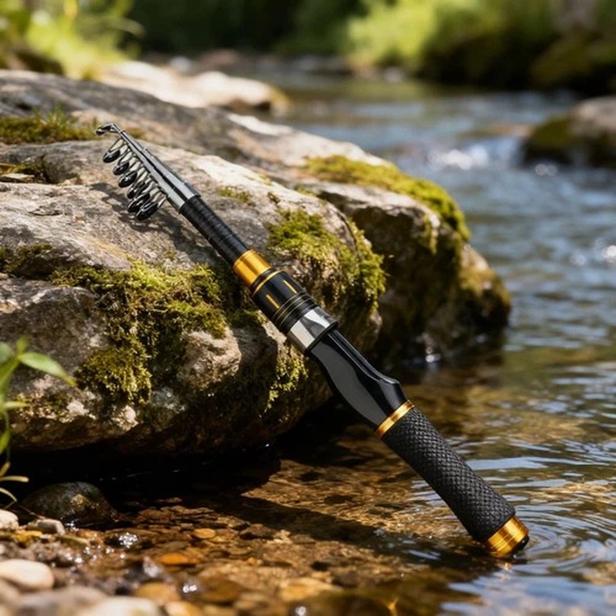 Portable Fishing Rod Telescopic 34cm Collapsed Length Easy Carry Hiking Use