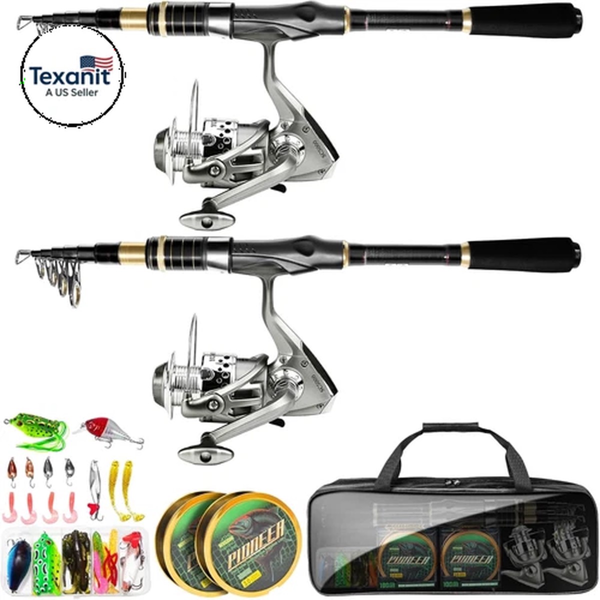Telescopic Fishing Rod Combo - 2PCS 6.9 7.89FT Collapsible Carbon Fiber Pole Set