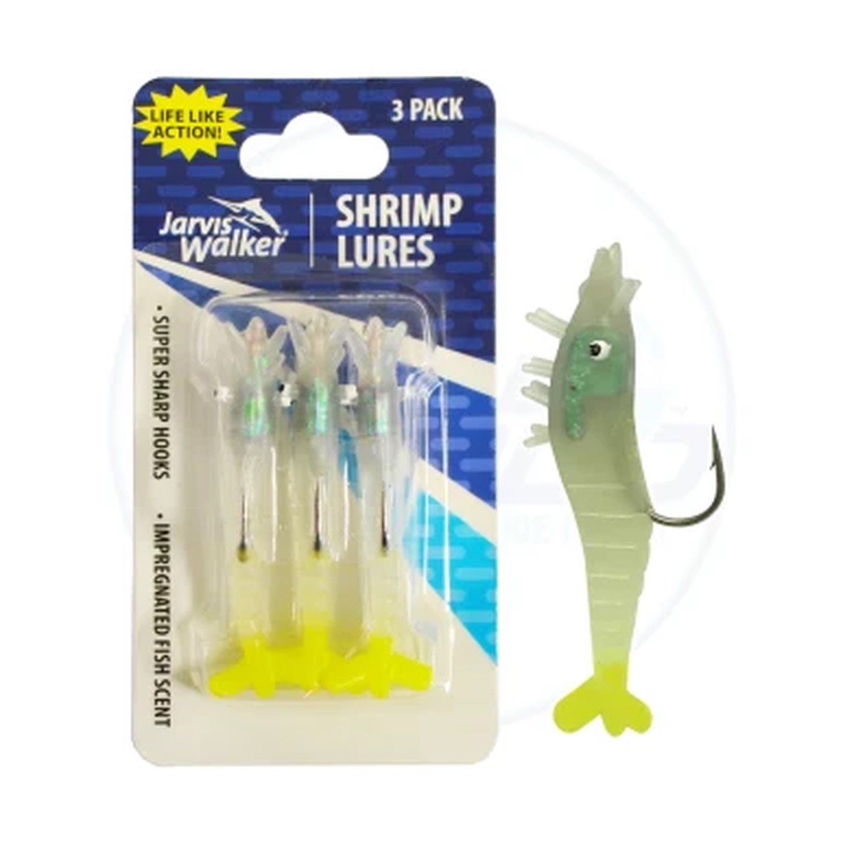Jarvis Walker Scented Shrimp Rigged Lures - 3 Pack *Clearance*