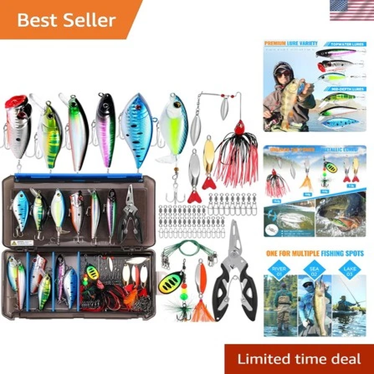 Complete 68 PCS Fishing Gear - Perfect for Freshwater & Saltwater Fishing