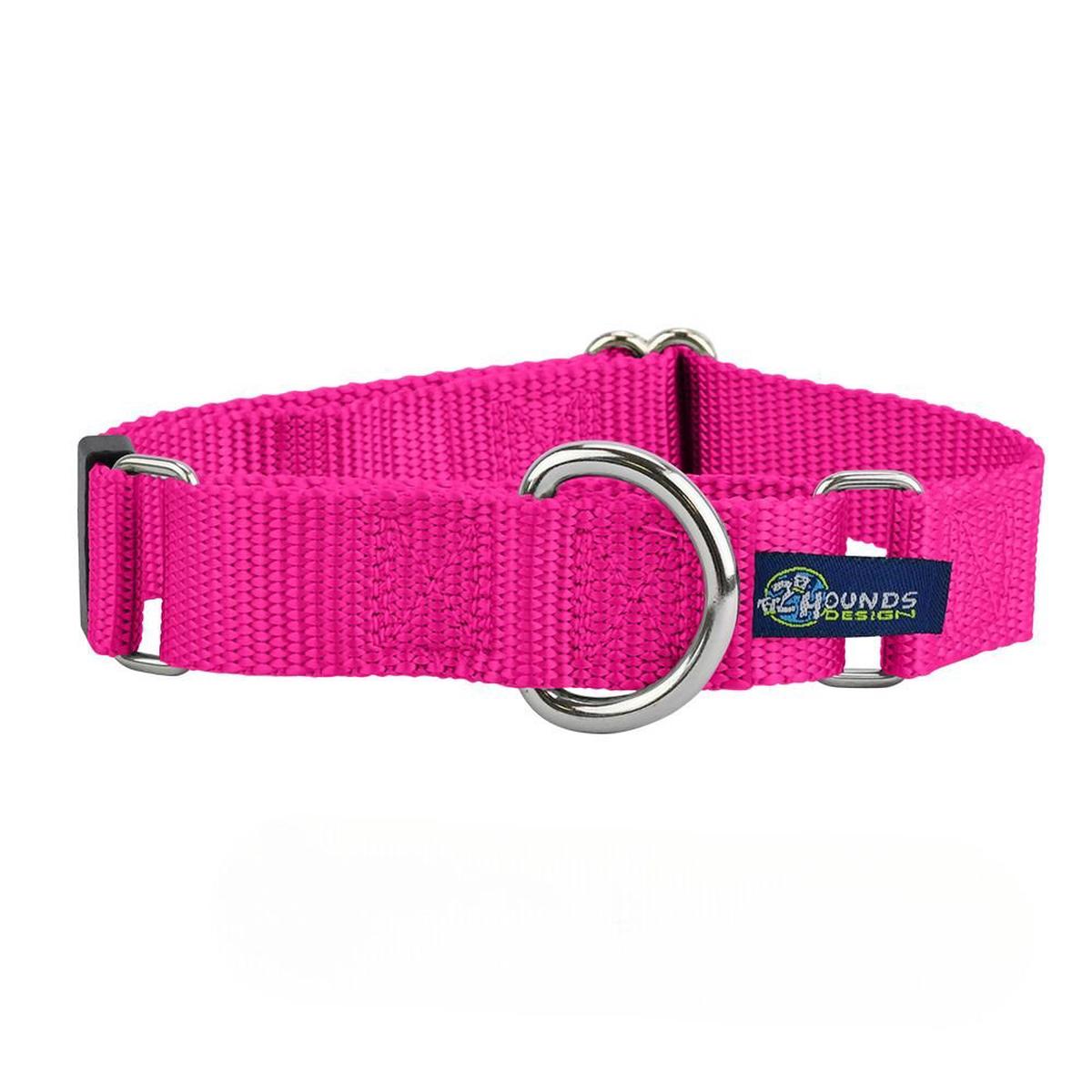 2 Hounds Design 5/8 and 1 Hot Pink Nylon Martingale Dog Collar