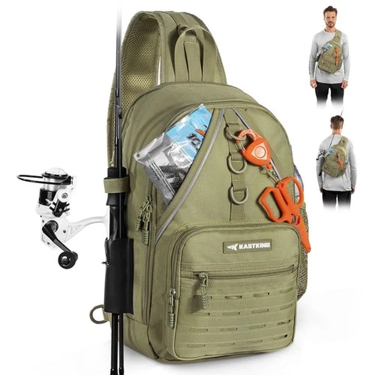 KastKing Karryall Sling Tackle BagFishing 9.06" x 7.87" x 15", C: Khaki