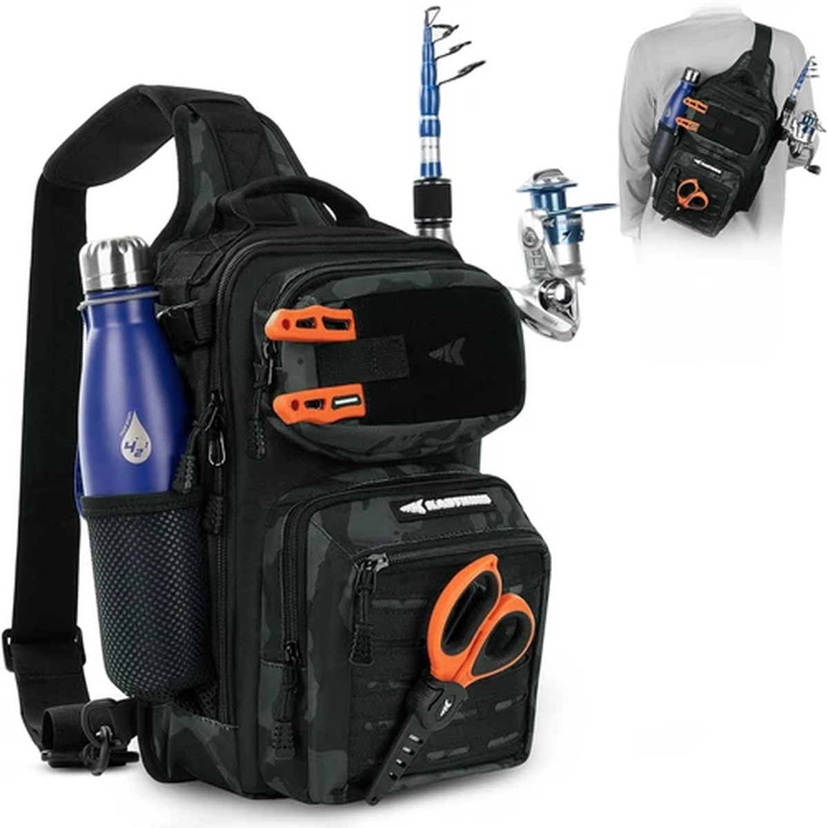 Fishing Sling Bag Tackle Backpack MOLLE Water Resistant Gear Pack 3600 Box
