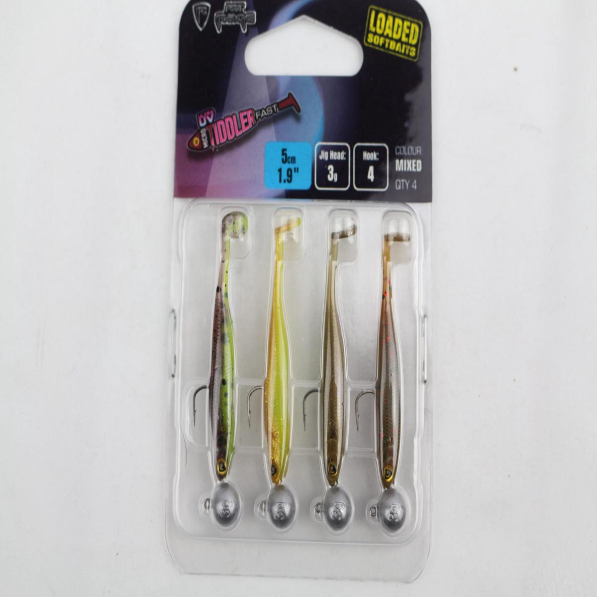 Fox Rage UV Micro Tiddler Fast Loaded Softbaits Mixed 4pcs 5cm 3g