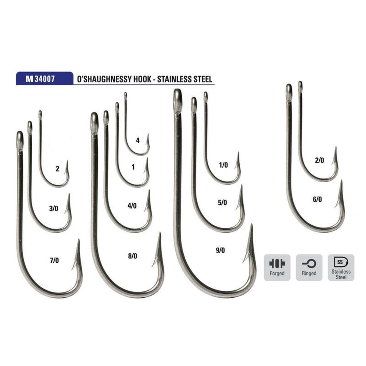 Mustad - O'Shaughnessy Forged Stainless Steel Hook M34007